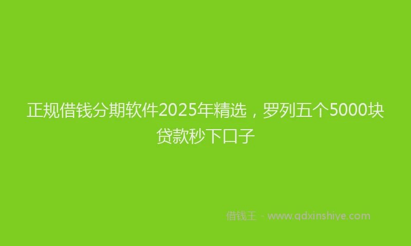 正规借钱分期软件2025年精选，罗列五个5000块贷款秒下口子
