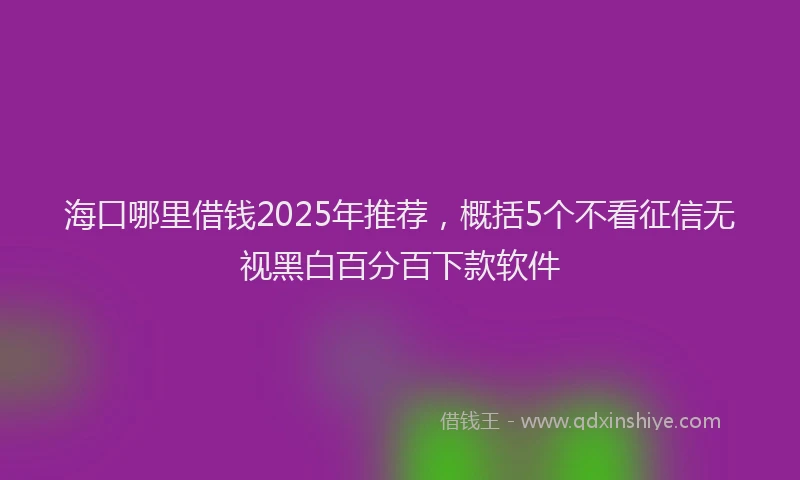 海口哪里借钱2025年推荐，概括5个不看征信无视黑白百分百下款软件