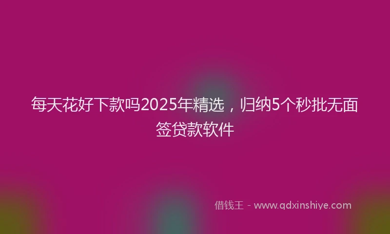 每天花好下款吗2025年精选，归纳5个秒批无面签贷款软件