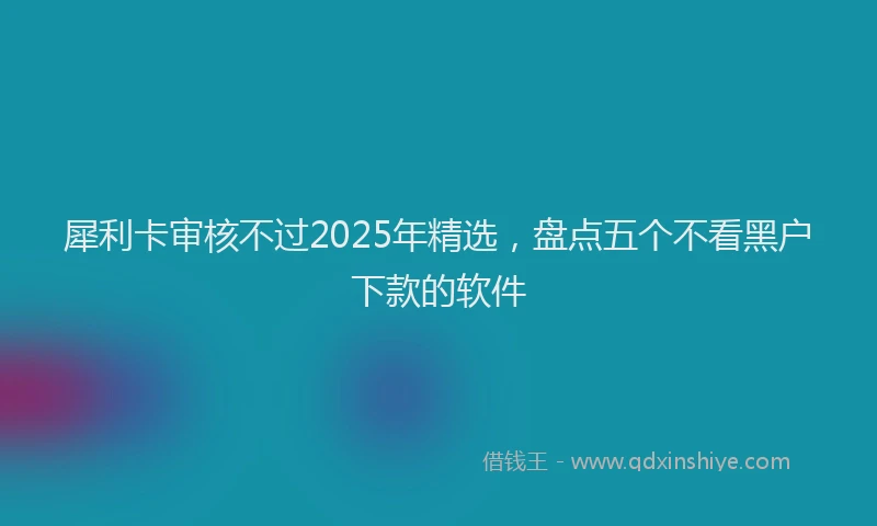 犀利卡审核不过2025年精选，盘点五个不看黑户下款的软件