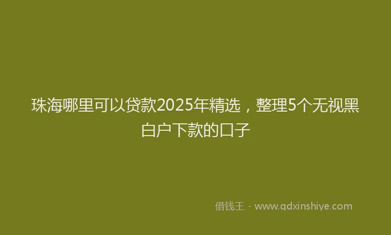 珠海哪里可以贷款2025年精选，整理5个无视黑白户下款的口子