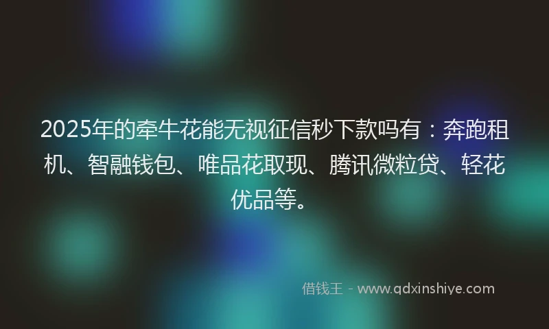 2025年的牵牛花能无视征信秒下款吗有：奔跑租机、智融钱包、唯品花取现、腾讯微粒贷、轻花优品等。