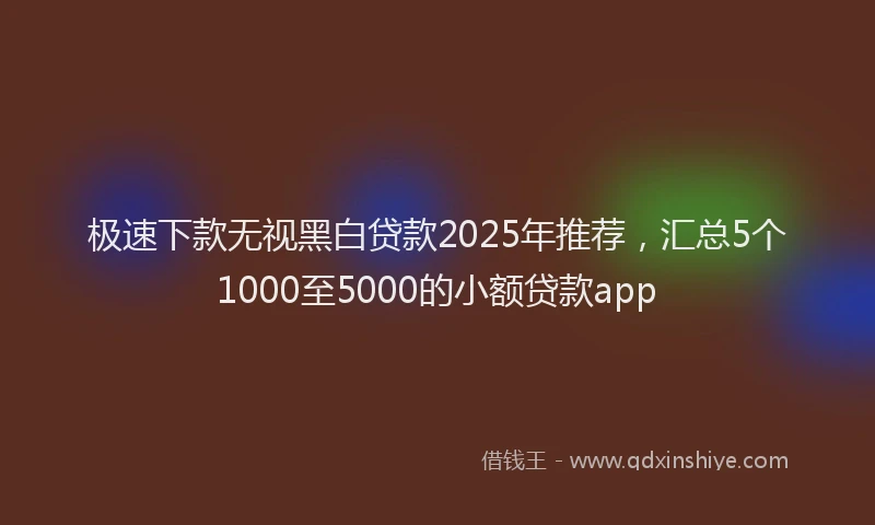 极速下款无视黑白贷款2025年推荐，汇总5个1000至5000的小额贷款app