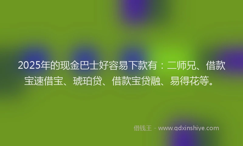 2025年的现金巴士好容易下款有：二师兄、借款宝速借宝、琥珀贷、借款宝贷融、易得花等。