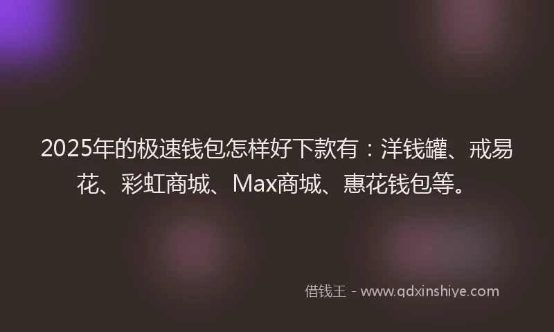 2025年的极速钱包怎样好下款有：洋钱罐、戒易花、彩虹商城、Max商城、惠花钱包等。