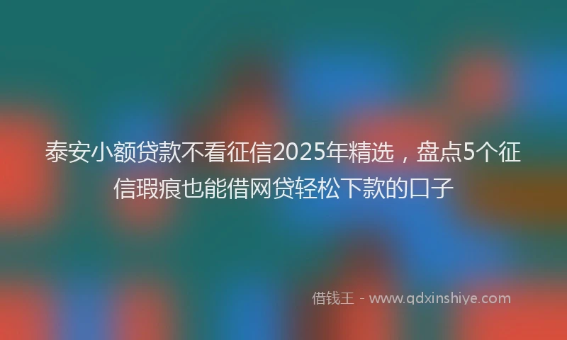 泰安小额贷款不看征信2025年精选，盘点5个征信瑕疵也能借网贷轻松下款的口子