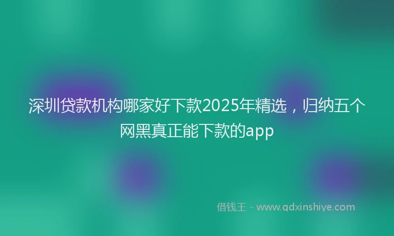 深圳贷款机构哪家好下款2025年精选，归纳五个网黑真正能下款的app