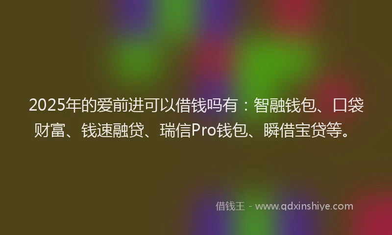 2025年的爱前进可以借钱吗有：智融钱包、口袋财富、钱速融贷、瑞信Pro钱包、瞬借宝贷等。