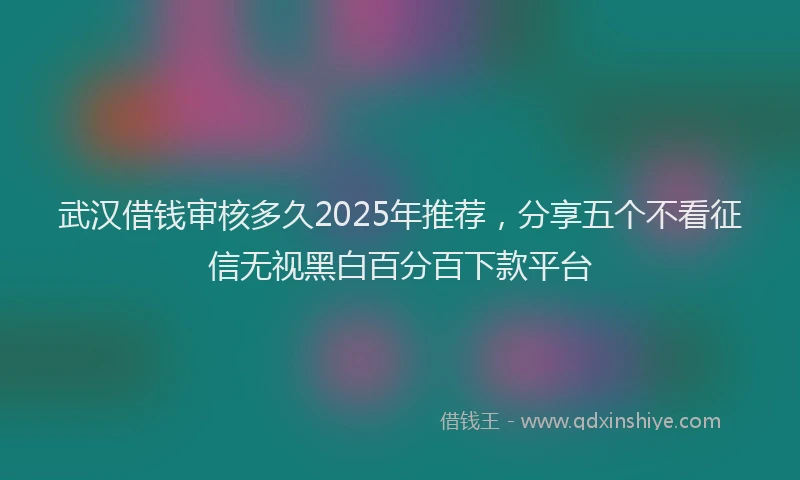 武汉借钱审核多久2025年推荐，分享五个不看征信无视黑白百分百下款平台