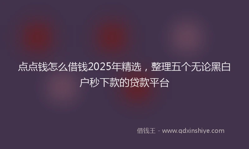 点点钱怎么借钱2025年精选，整理五个无论黑白户秒下款的贷款平台