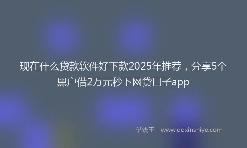 现在什么贷款软件好下款2025年推荐，分享5个黑户借2万元秒下网贷口子app