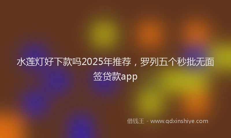 水莲灯好下款吗2025年推荐，罗列五个秒批无面签贷款app