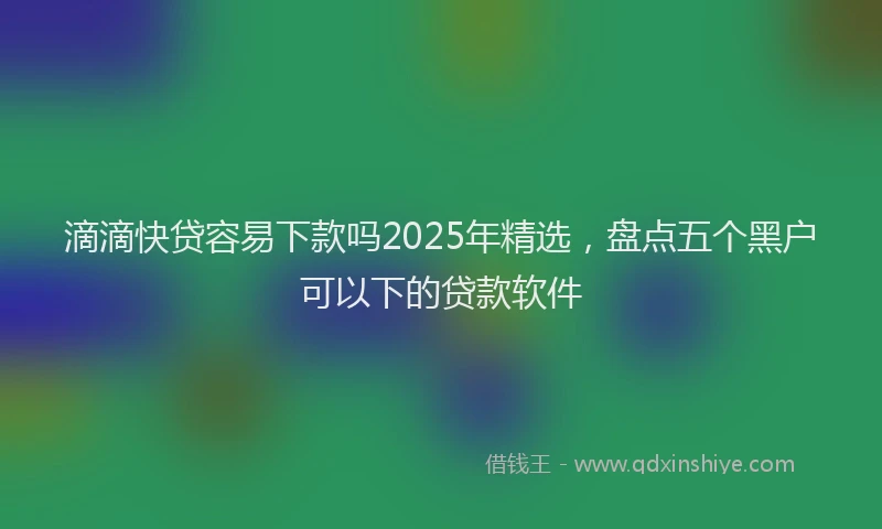滴滴快贷容易下款吗2025年精选，盘点五个黑户可以下的贷款软件