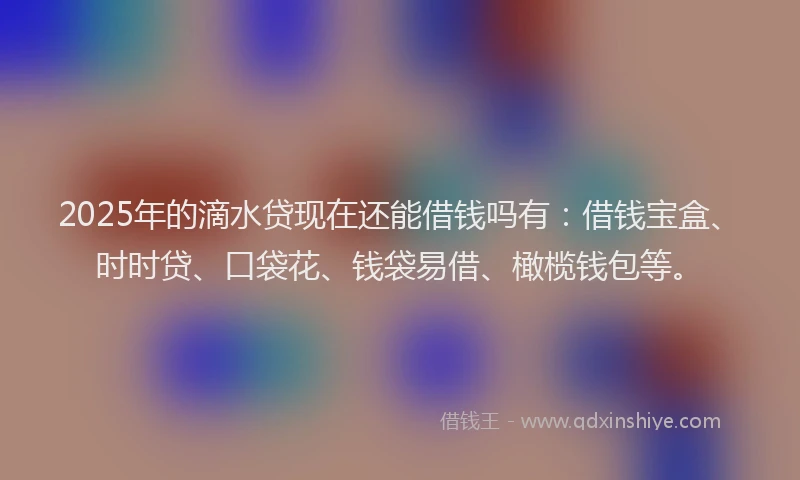 2025年的滴水贷现在还能借钱吗有：借钱宝盒、时时贷、口袋花、钱袋易借、橄榄钱包等。