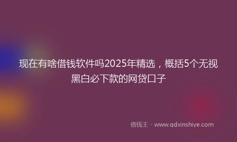 现在有啥借钱软件吗2025年精选，概括5个无视黑白必下款的网贷口子