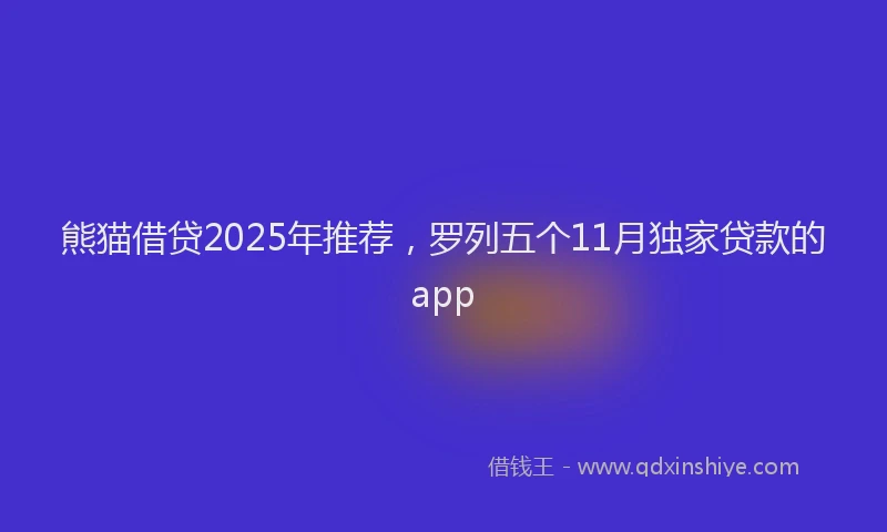 熊猫借贷2025年推荐，罗列五个11月独家贷款的app