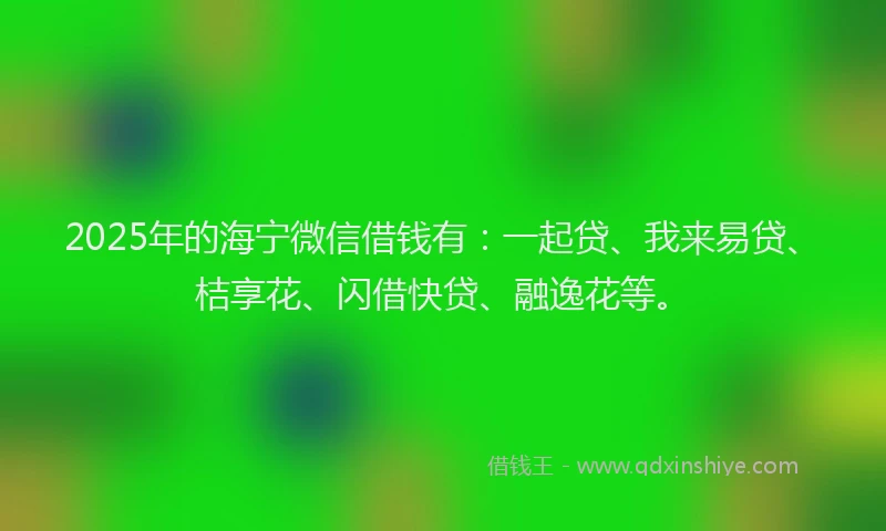 2025年的海宁微信借钱有：一起贷、我来易贷、桔享花、闪借快贷、融逸花等。
