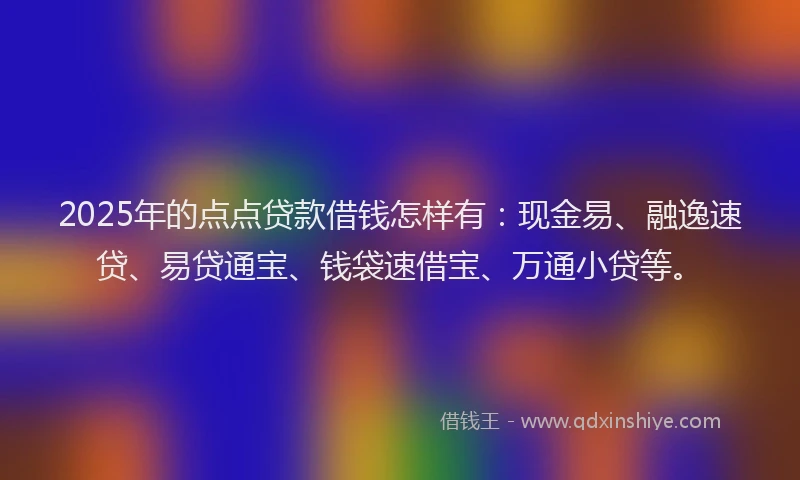 2025年的点点贷款借钱怎样有：现金易、融逸速贷、易贷通宝、钱袋速借宝、万通小贷等。