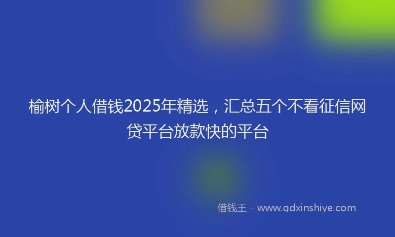 榆树个人借钱2025年精选，汇总五个不看征信网贷平台放款快的平台