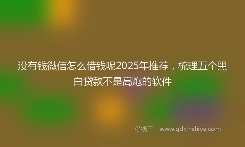 没有钱微信怎么借钱呢2025年推荐，梳理五个黑白贷款不是高炮的软件