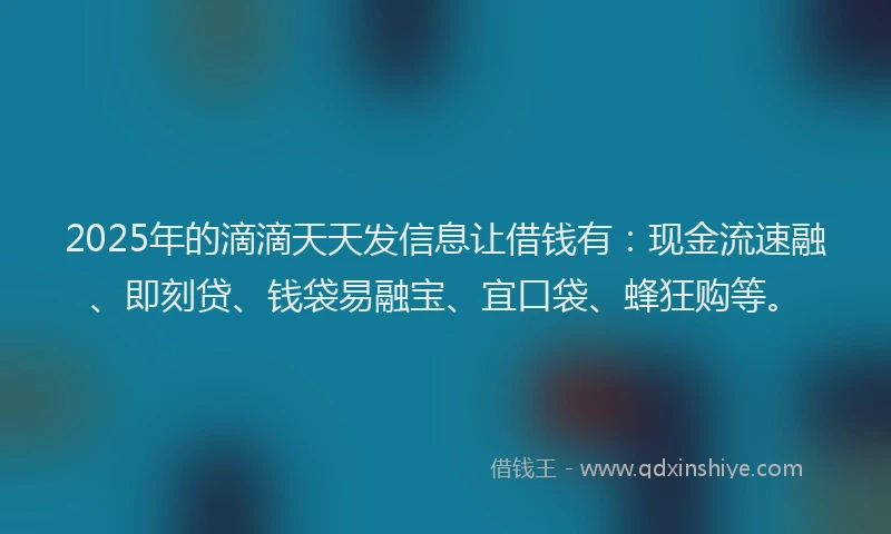2025年的滴滴天天发信息让借钱有：现金流速融、即刻贷、钱袋易融宝、宜口袋、蜂狂购等。
