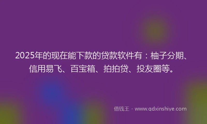 2025年的现在能下款的贷款软件有：柚子分期、信用易飞、百宝箱、拍拍贷、投友圈等。