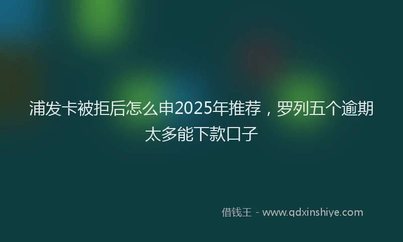 浦发卡被拒后怎么申2025年推荐，罗列五个逾期太多能下款口子