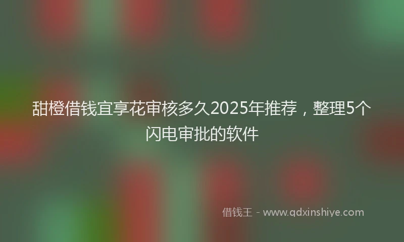 甜橙借钱宜享花审核多久2025年推荐，整理5个闪电审批的软件