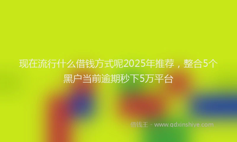 现在流行什么借钱方式呢2025年推荐，整合5个黑户当前逾期秒下5万平台