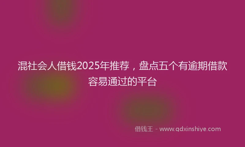 混社会人借钱2025年推荐，盘点五个有逾期借款容易通过的平台