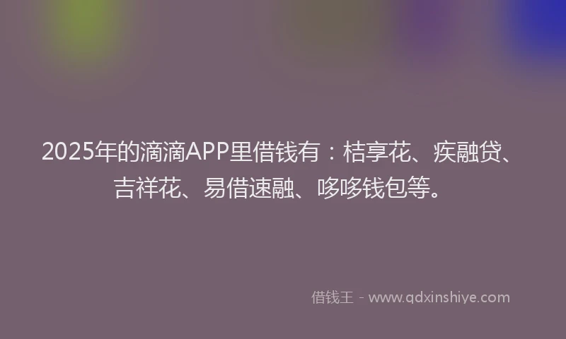 2025年的滴滴APP里借钱有：桔享花、疾融贷、吉祥花、易借速融、哆哆钱包等。