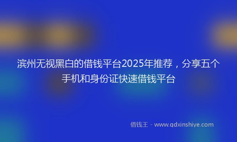 滨州无视黑白的借钱平台2025年推荐，分享五个手机和身份证快速借钱平台