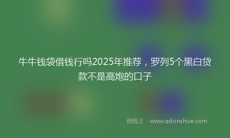 牛牛钱袋借钱行吗2025年推荐，罗列5个黑白贷款不是高炮的口子