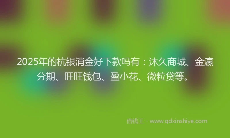 2025年的杭银消金好下款吗有：沐久商城、金瀛分期、旺旺钱包、盈小花、微粒贷等。