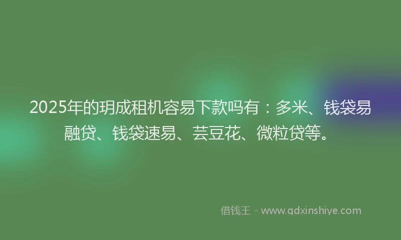 2025年的玥成租机容易下款吗有：多米、钱袋易融贷、钱袋速易、芸豆花、微粒贷等。