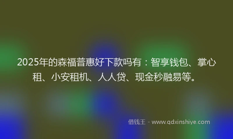 2025年的森福普惠好下款吗有：智享钱包、掌心租、小安租机、人人贷、现金秒融易等。