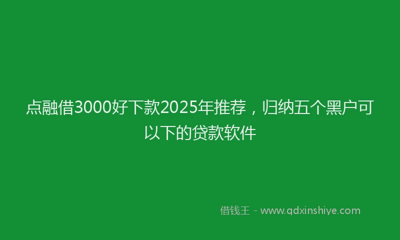 点融借3000好下款2025年推荐，归纳五个黑户可以下的贷款软件
