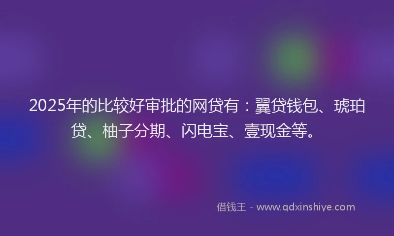 2025年的比较好审批的网贷有：翼贷钱包、琥珀贷、柚子分期、闪电宝、壹现金等。