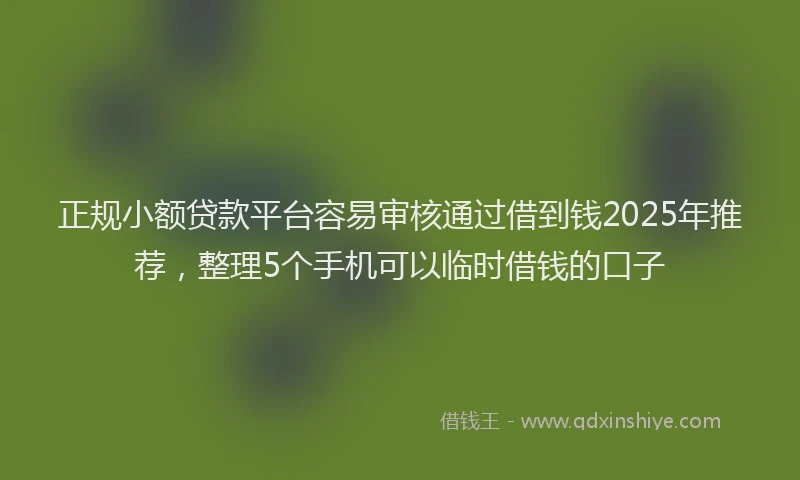 正规小额贷款平台容易审核通过借到钱2025年推荐，整理5个手机可以临时借钱的口子
