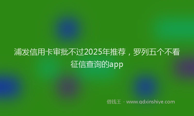 浦发信用卡审批不过2025年推荐，罗列五个不看征信查询的app