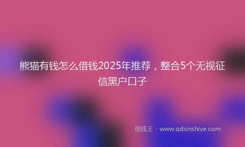 熊猫有钱怎么借钱2025年推荐，整合5个无视征信黑户口子