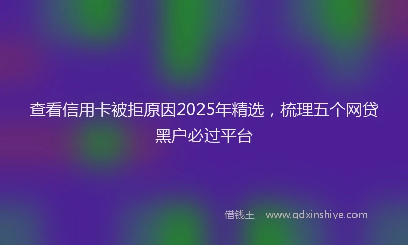 查看信用卡被拒原因2025年精选，梳理五个网贷黑户必过平台