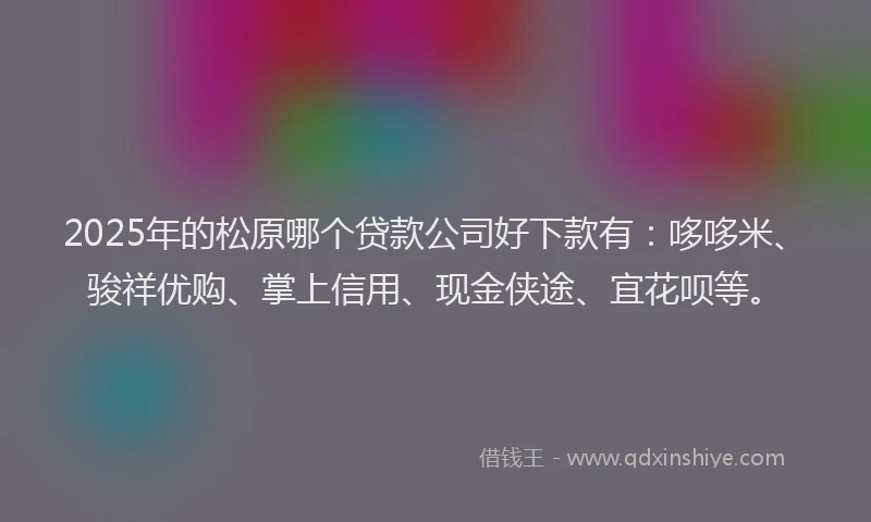 2025年的松原哪个贷款公司好下款有：哆哆米、骏祥优购、掌上信用、现金侠途、宜花呗等。