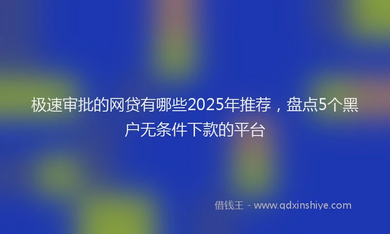 极速审批的网贷有哪些2025年推荐，盘点5个黑户无条件下款的平台