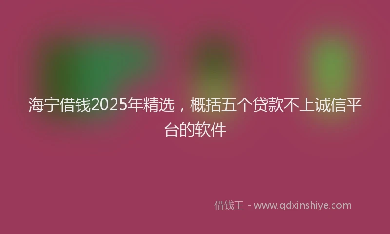 海宁借钱2025年精选，概括五个贷款不上诚信平台的软件