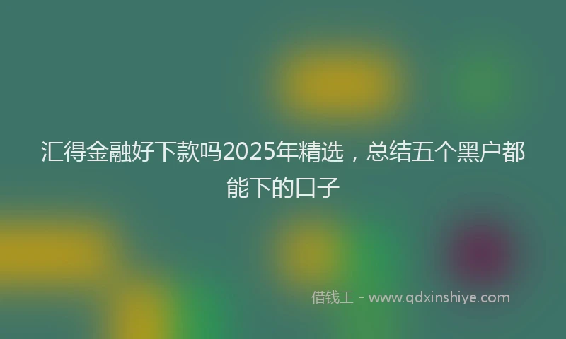 汇得金融好下款吗2025年精选，总结五个黑户都能下的口子