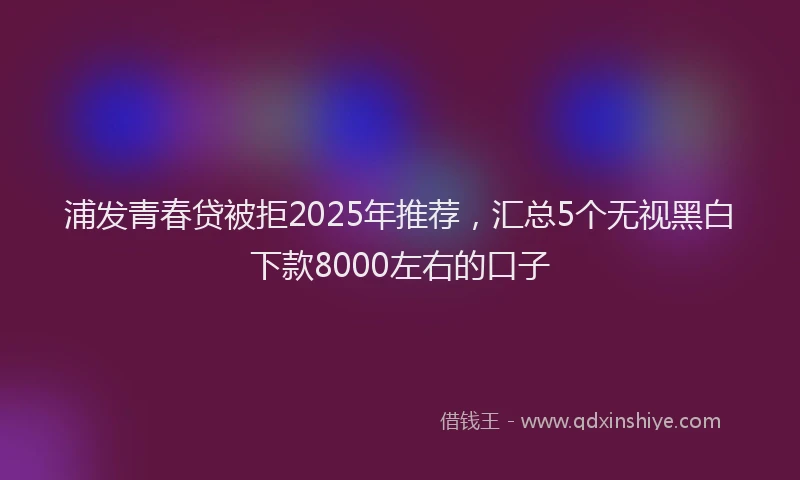 浦发青春贷被拒2025年推荐，汇总5个无视黑白下款8000左右的口子