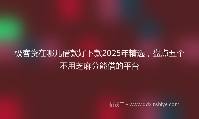 极客贷在哪儿借款好下款2025年精选，盘点五个不用芝麻分能借的平台