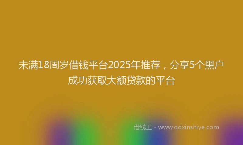 未满18周岁借钱平台2025年推荐，分享5个黑户成功获取大额贷款的平台