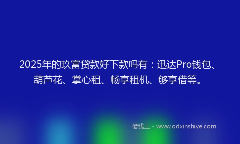 2025年的玖富贷款好下款吗有：迅达Pro钱包、葫芦花、掌心租、畅享租机、够享借等。